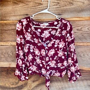Aeropostale Floral Burgundy Women's Top